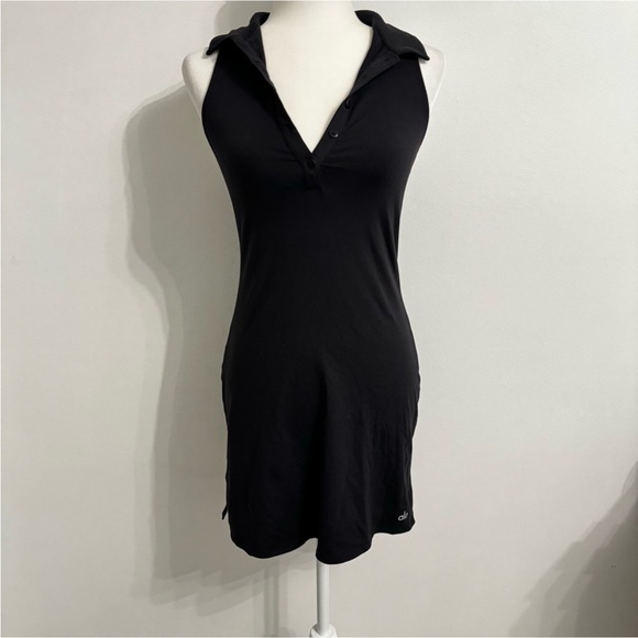 ALO YOGA Black Sleeveless Collared Charmed Tennis Athletic Dress Size X-small - Picture 2 of 16